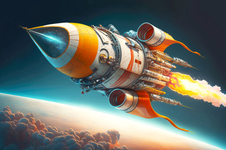 future of humanity space rocket with contemporary technology concept, generative ai
