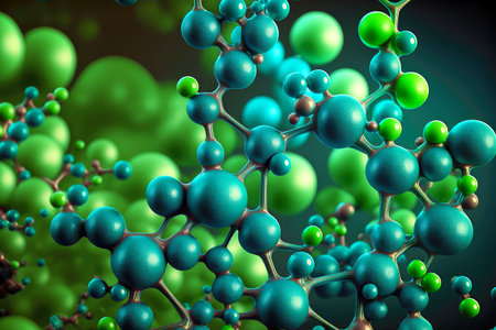 abstract image of cosmetic molecule in green blue tones