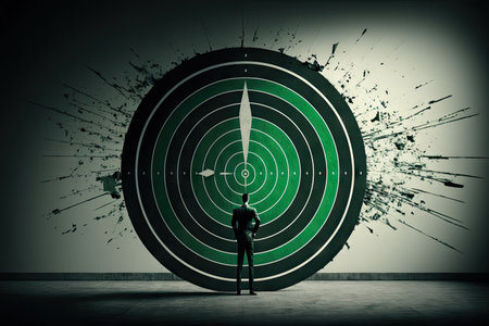business success green board bullseye target of business with arrow, generative aiの写真素材