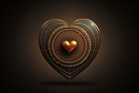 handmade bullseye target of business in form of heart on dark background, generative aiの写真素材