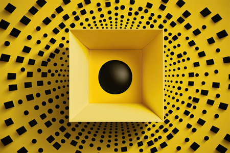 bullseye target of business in form of black square on yellow background, generative aiの写真素材