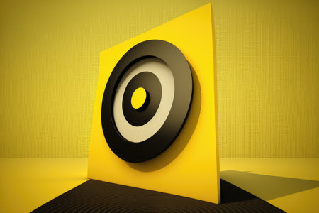 bullseye target of business in form of black square on yellow background, generative aiの写真素材