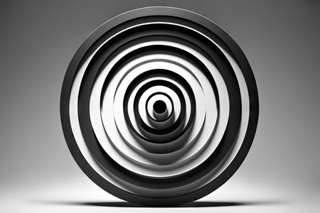 deep black and white bullseye target of business in gray color isolated on white background, generative aiの写真素材