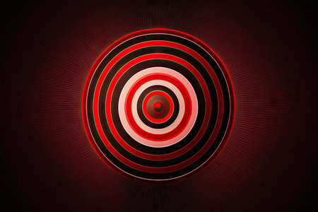 small red bullseye target of business with dark background, generative aiの写真素材