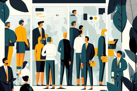 developing multimillion company with stakeholders and investors in business illustration flat style, generative aiの写真素材