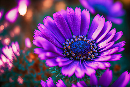 bright purple blooming spring flower close-up in parkの写真素材