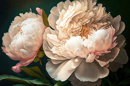 large peonies flowers with beaful delicate petals, created with generative aiの素材
