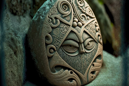 tribal carving on stone, created with generative aiの素材