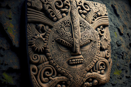 tribal carving on stone, created with generative aiの素材