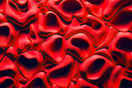 red aggressive shapes from plasticine texture for design background, created with generative aiの素材