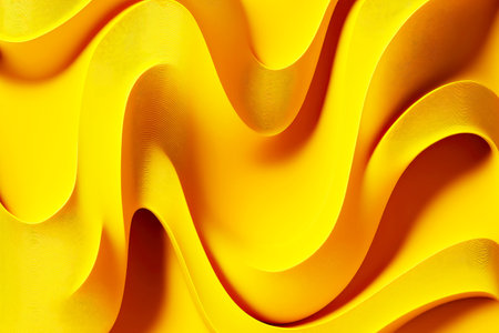 abstract yellow shape wavy conceptual lines plasticine texture, created with generative aiの素材
