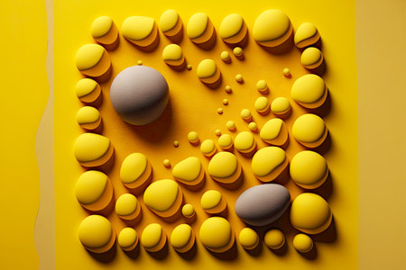 stones balls wave yellow color with fingerprint plasticine texture, created with generative aiの素材