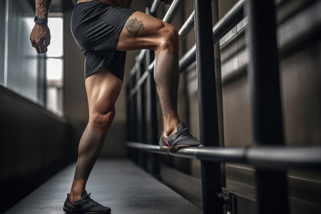 cropped shot of a young male athlete with a prosthetic leg, created with generative aiの素材