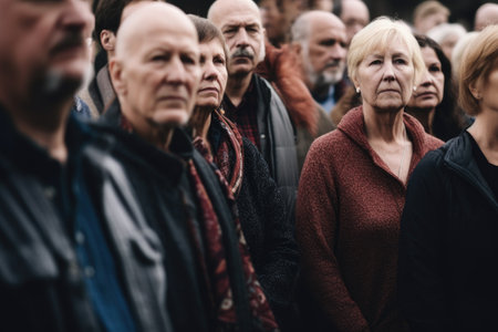 closeup shot of a group of unrecognizable people standing outside, created with generative aiの素材