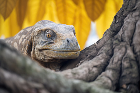 komodo dragon under tree shadeの素材