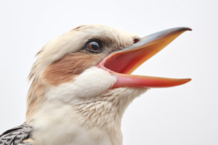 close-up of kookaburra calling with open beakの素材