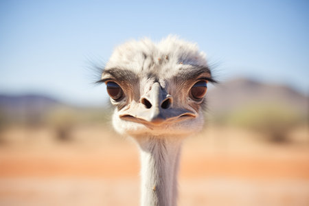 ostrich staring directly into camera lensの素材