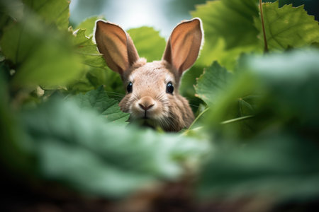 rabbit amidst kale leavesの素材