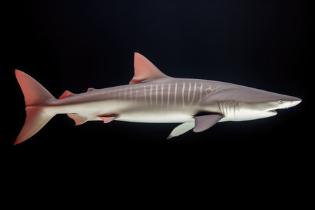 side view of a tiger shark with visible stripesの素材