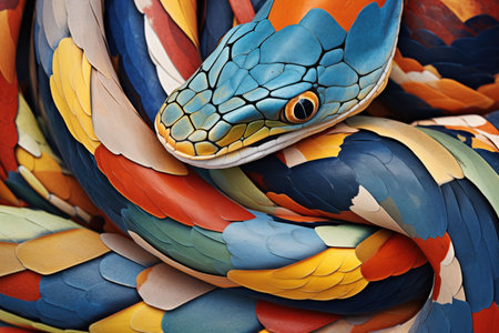 contrasting colors of snakes skin during shedの素材