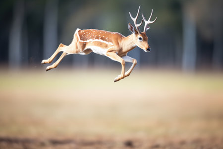 close-up of gazelle leaping in savannahの素材