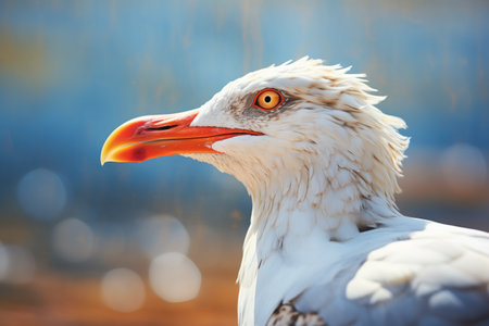profile of a gull with the surf and distant cliffsの素材