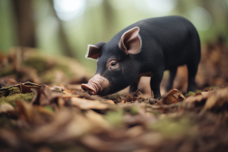 black pig searching for trufflesの素材