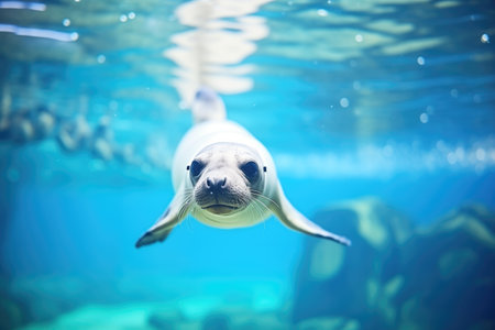 underwater shot of seal swimming elegantlyの素材