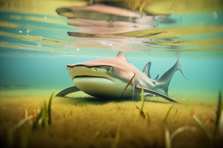 bull shark near a river mouth underwaterの素材