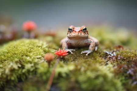 toad on a mossy garden patchの素材