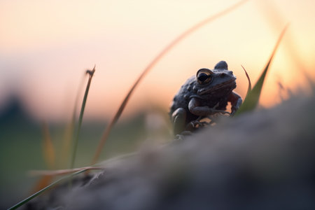 silhouette of toad at duskの素材