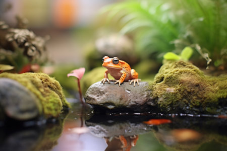 toad by a small garden pondの素材