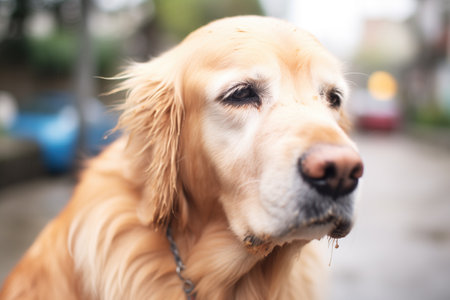 golden retriever whining softlyの素材