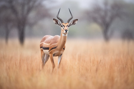 rain-soaked impala during stormの素材