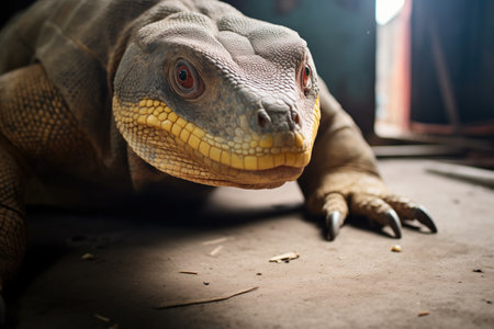 shadow of komodo dragon at noonの素材