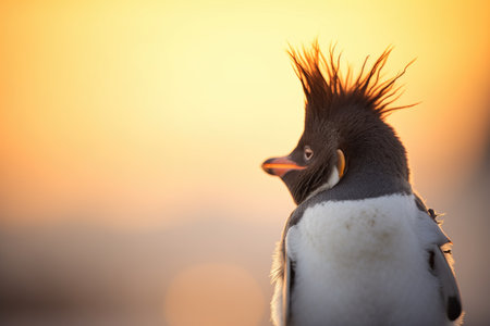 penguin silhouette against sunsetの素材