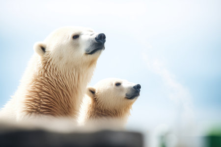 polar bears sniffing the air for scentsの素材