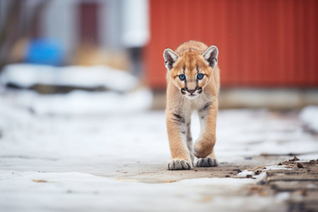 young cougar practicing stalkingの素材