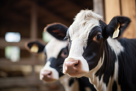 cows muzzle close-up with barn wood backdropの素材