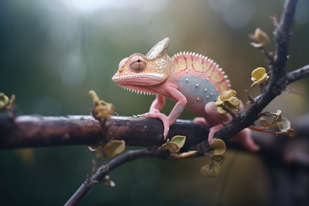 cuban false chameleon revealing pink dewlapの素材