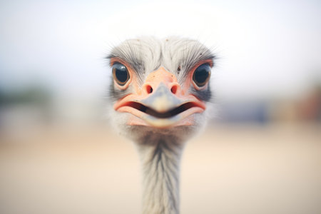 ostrich staring directly into camera lensの素材