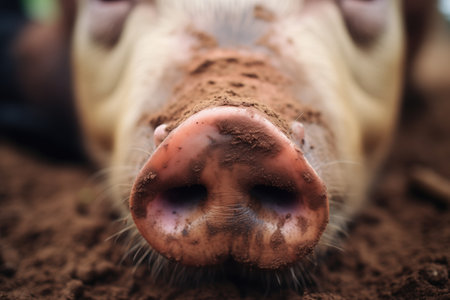 porcine snout covered in soilの素材
