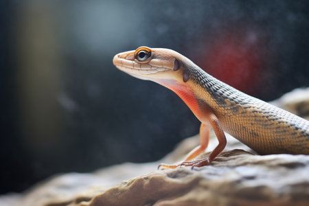 skink in profile with rock backgroundの素材
