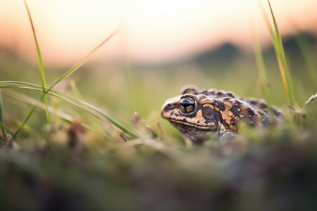 toad silhouetted at sunsetの素材