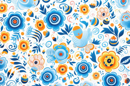 russian gzhel pottery patterns close-upの素材