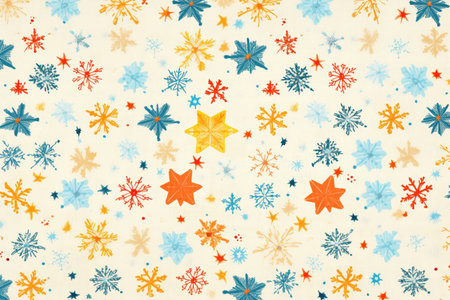 winter flannel fabric with snowflake designsの素材