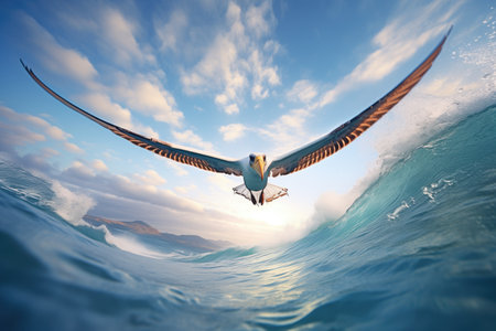 albatross soaring above ocean wavesの素材