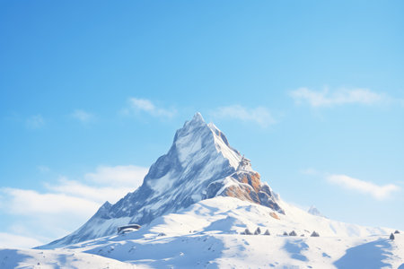 snow-covered mountain peak in clear weatherの素材