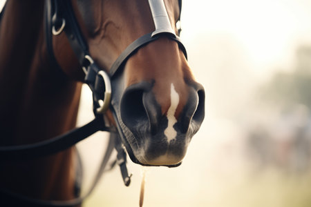 steam from horses nostrils in cool airの素材