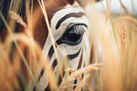 close-up of zebra muzzle and grassの素材